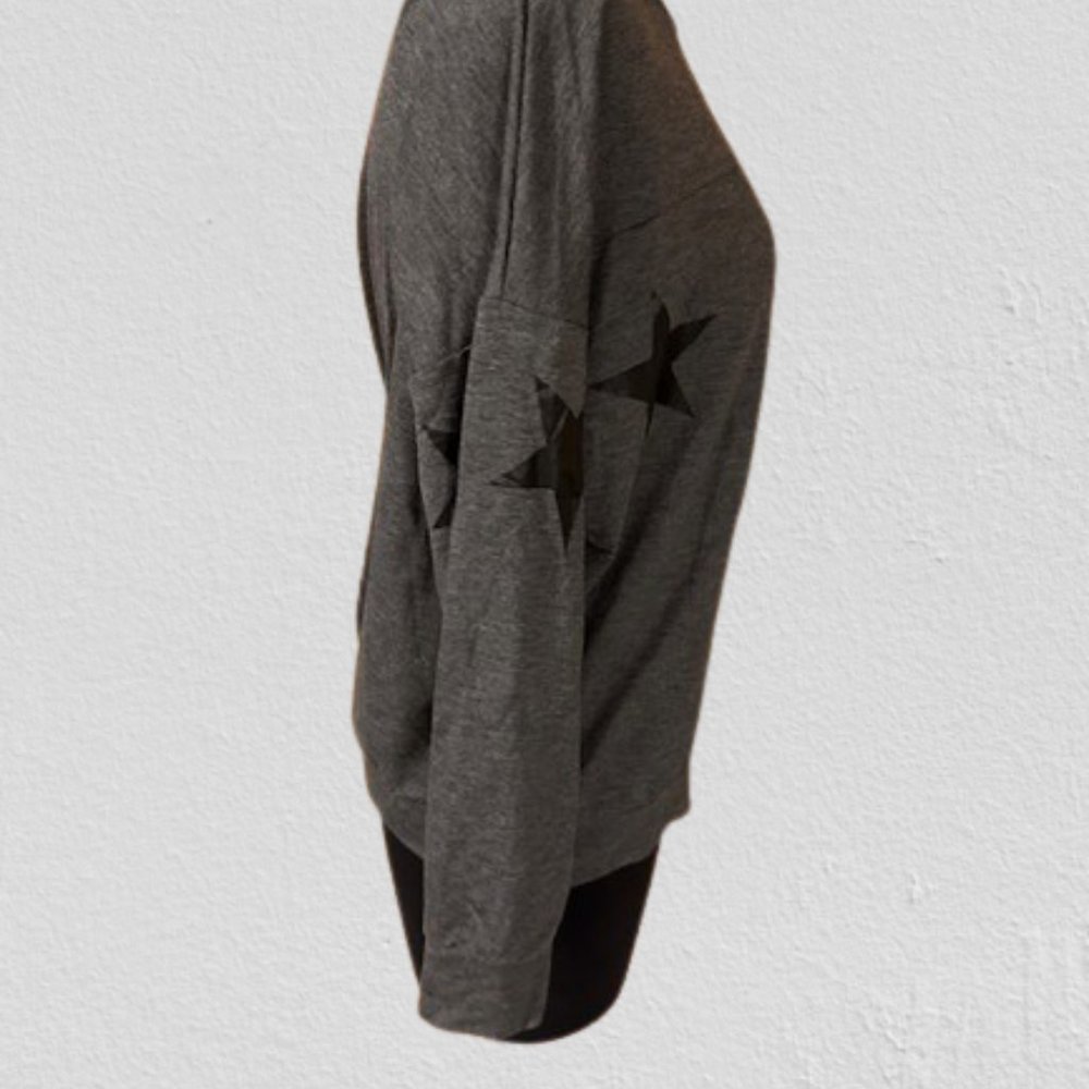 Hippie Chic Grey with Stars Crew Neck Sweatshirt 4261 NWT Boutique - Picture 3 of 10